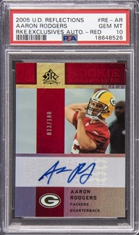 2005 Upper Deck Reflections "Rookie Exclusives Autograph" Red #RE-AR Aaron Rodgers Signed Rookie Card (#013/100) - PSA GEM MT 10